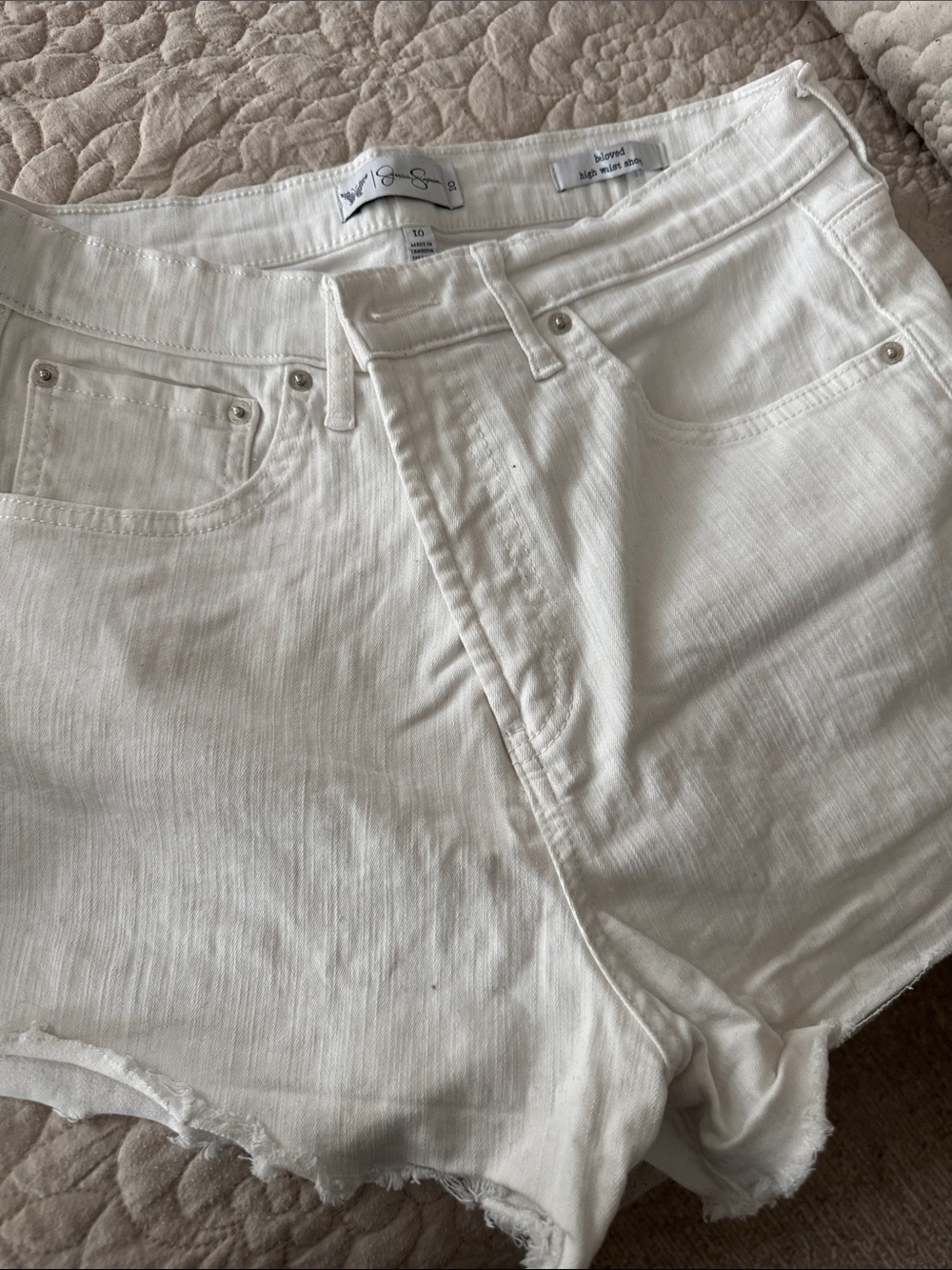 Jessica Simpson White Frayed Hem Denim Shorts